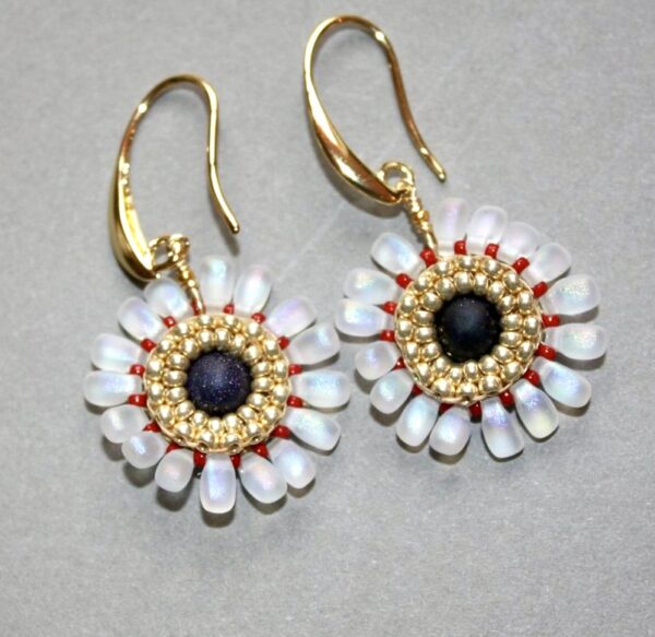 Fleur Coeur Bleu / Blanc Poudré